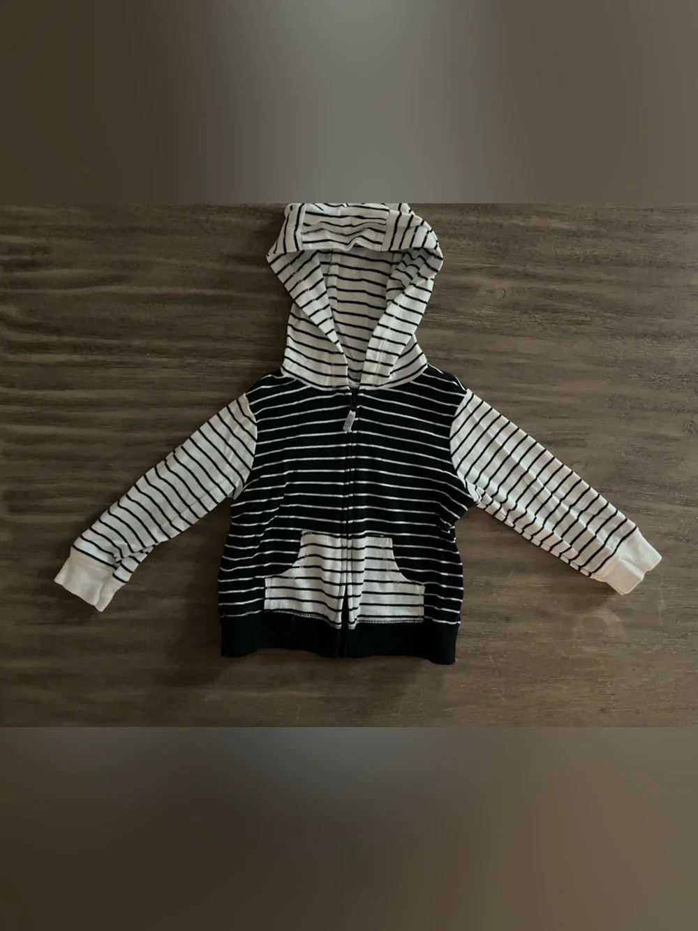 Carter’s Striped Black & White Toddler Hoodie Zip-Up